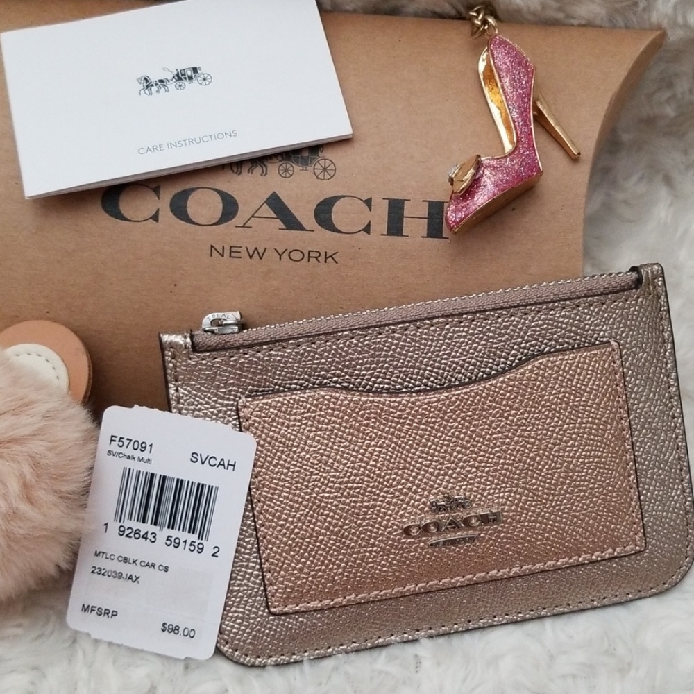 Coach Gold Colorblock Card Case - Picture 3 of 8